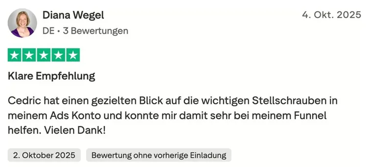 5-Sterne Trustpilot Bewertung: Trustpilot Bewertung