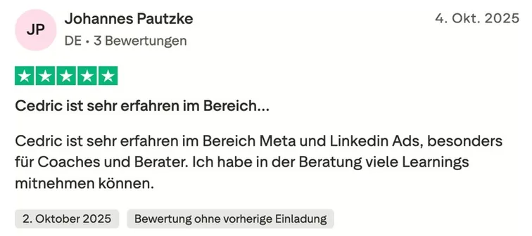5-Sterne Trustpilot Bewertung: Trustpilot Bewertung