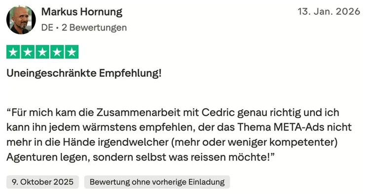 5-Sterne Trustpilot Bewertung: Trustpilot Bewertung